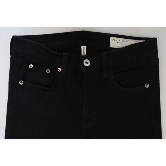 Rag & Bone Women's Sz 27 Black Raw Hem Mid-Rise Ankle Skinny Denim Jeans - Picture 4 of 11